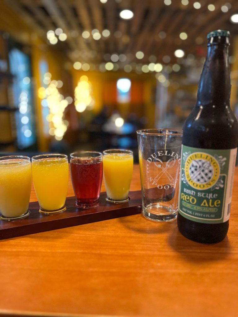 The Dueling Spoons Mimosa Flight and The Irish Red Ale